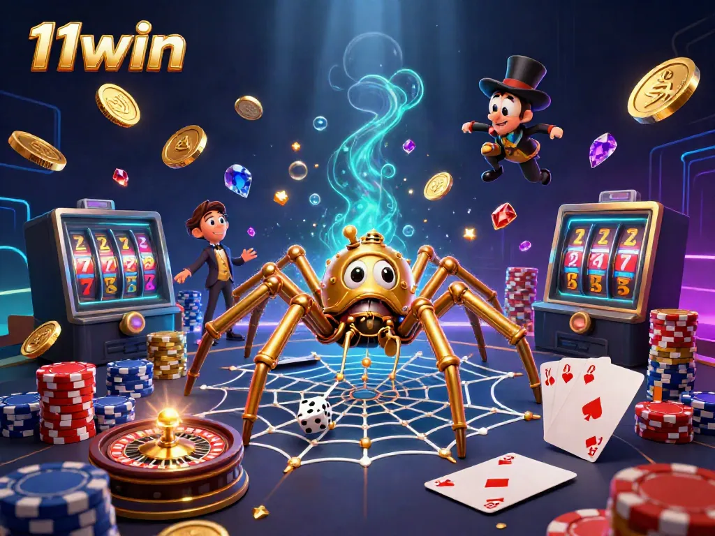 Experience vibrant 11win action with dynamic casino elements and characters intertwined in a mesmerizing scene.