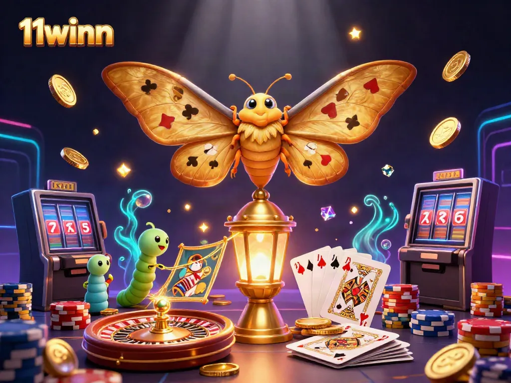 Experience the thrill of casino gaming with 11winn's vibrant and dynamic 3D illustration, showcasing stunning elements.