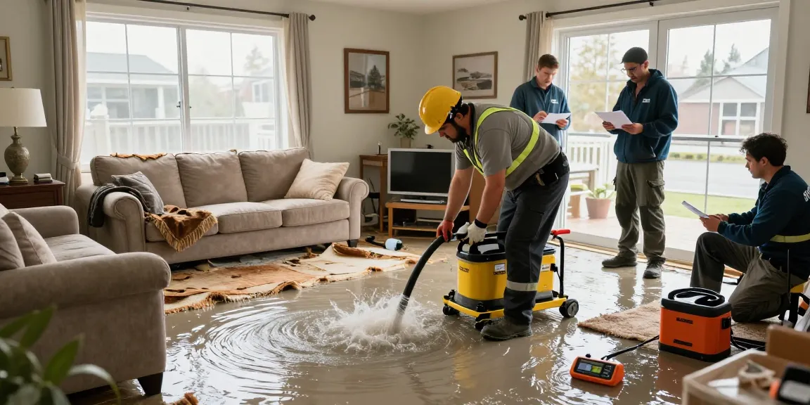 Water Damage Restoration West Vancouver technician using advanced equipment in a flooded home.