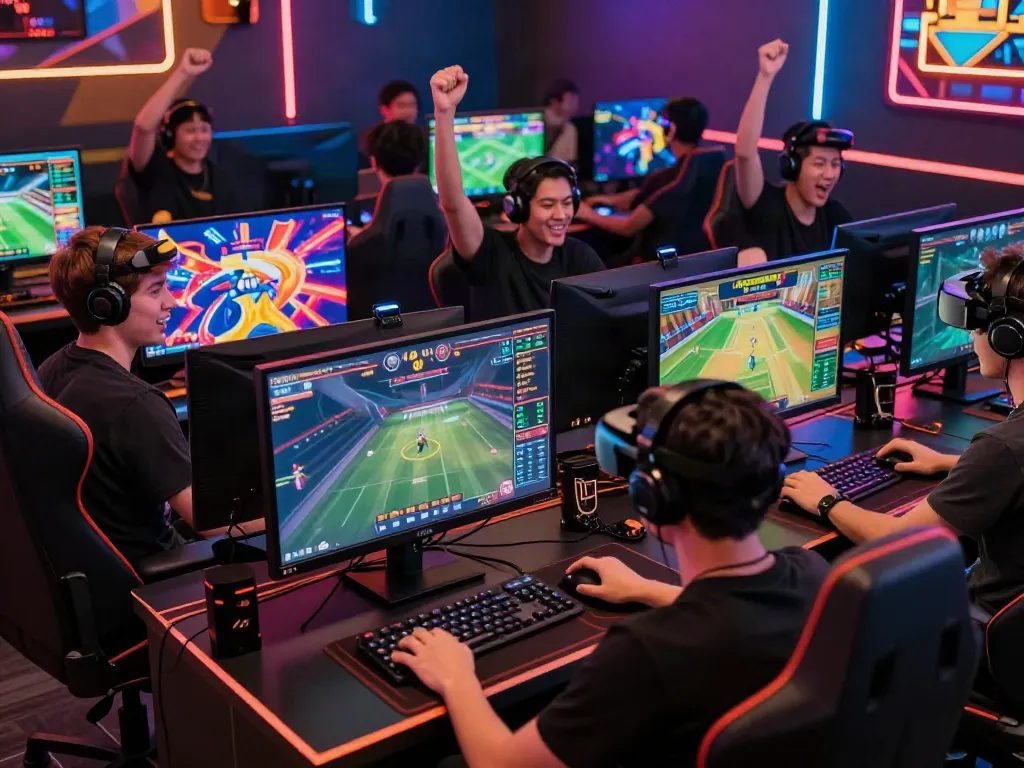 Dynamic gaming experience at https://nbet.group/ with players enjoying sports betting and casino games.
