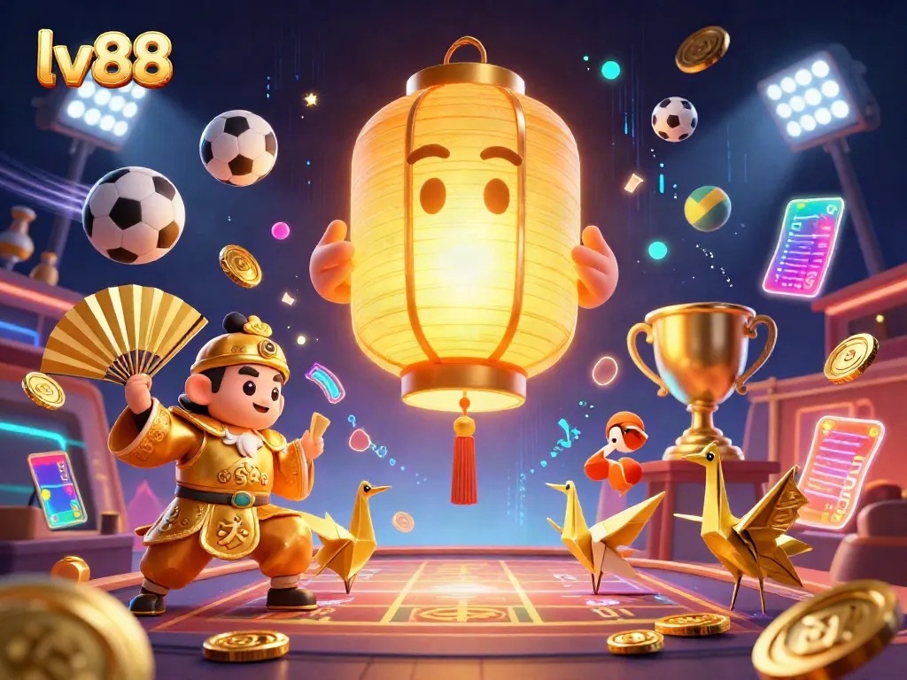 Experience dynamic sports betting action with LV88's vibrant casino scene featuring golden lanterns and thrilling game elements.