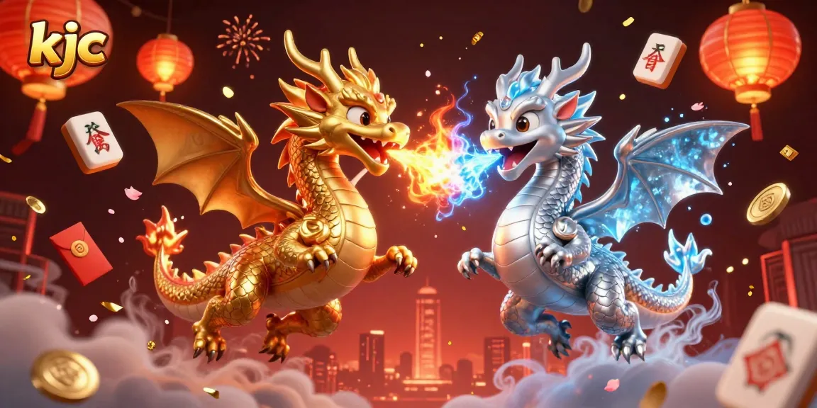 KJC dragons perform an epic battle of fire and ice, showcasing a vibrant casino adventure.
