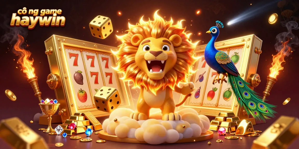 Play exciting games at cổng game haywin with a lively casino scene filled with treasures and vibrant elements.